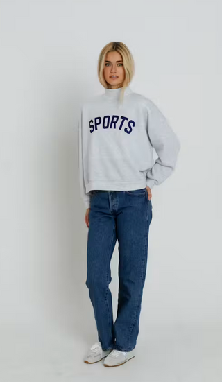 Navy Sports Mockneck - Heather Ash