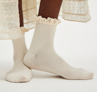 Beloved Waffle Knit Ankle Sock - Ivory // Free People