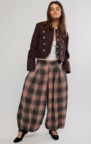 Moonflower Plaid Balloon Pants - Black Combo // Free People