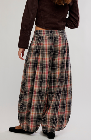 Moonflower Plaid Balloon Pants - Black Combo // Free People