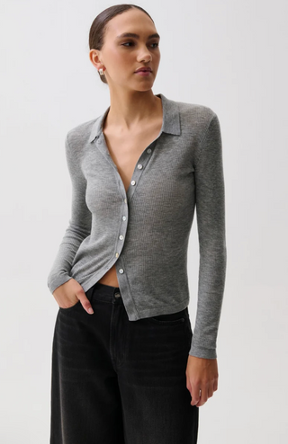 Korey Ribbed Cardigan-Heather Charcoal//Pistola