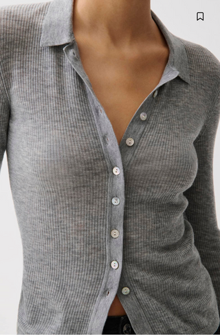 Korey Ribbed Cardigan-Heather Charcoal//Pistola