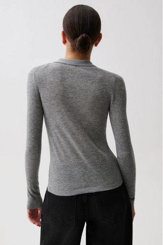 Korey Ribbed Cardigan-Heather Charcoal//Pistola