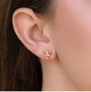 Pepperoni Pizza Studs-Gold//Girls Crew