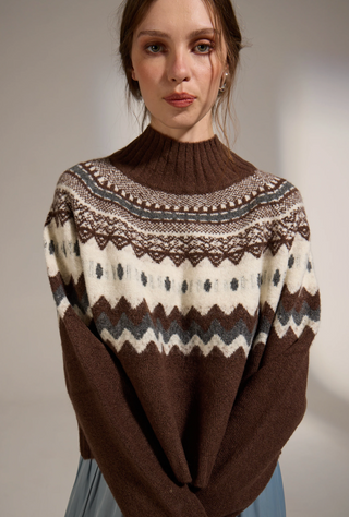 Cinnamon Turtleneck Sweater-Brown//Deluc