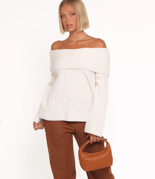 Kenny Off Shoulder Sweater-Frost//John+Jen
