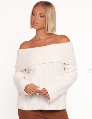 Kenny Off Shoulder Sweater-Frost//John+Jen