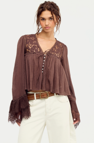 Ava Blouse - French Chocolate // Free People