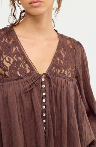 Ava Blouse - French Chocolate // Free People