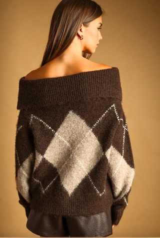 Pizarnik Off The Shoulder Sweater-Chocolate-Deluc