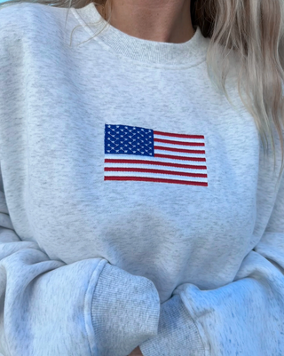 Vintage American Flag Sweatshirt - Pearl Grey / Sunkissed Coconut