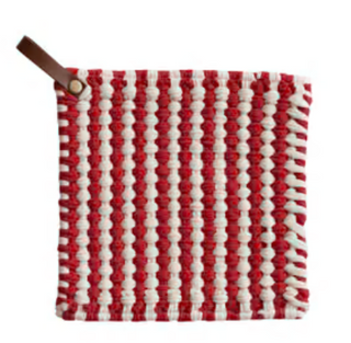 Holiday Cotton Crocheted Pot Holder w/ Leather Loop