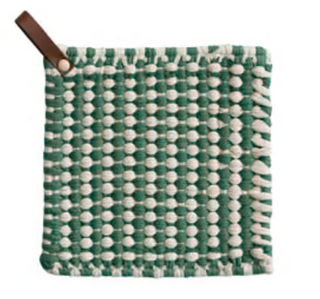 Holiday Cotton Crocheted Pot Holder w/ Leather Loop