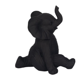 Stone Look Yoga Elephant Decor - Antique Black