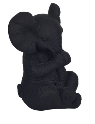 Stone Look Yoga Elephant Decor - Antique Black