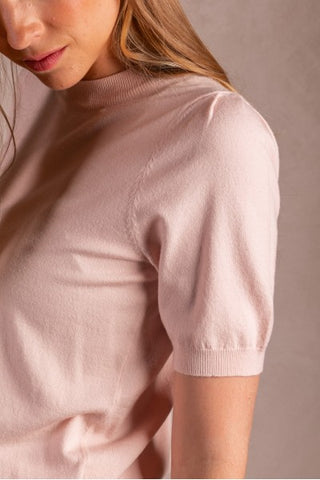 Gracelynn Knit Short Puff Sleeve Puff - Baby Pink