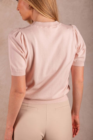 Gracelynn Knit Short Puff Sleeve Puff - Baby Pink