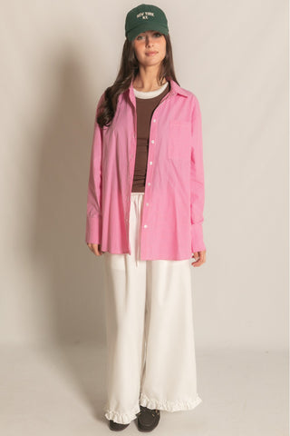 Presence Striped Long Sleeve Button Down - Light Pink