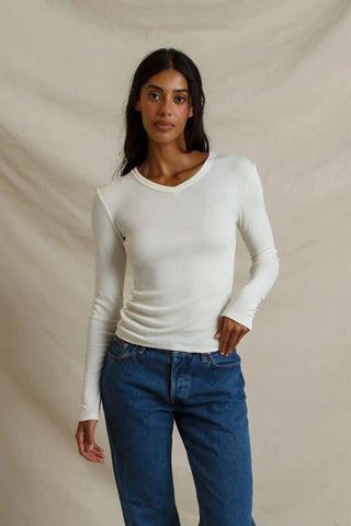Bianca Micro Modal Cashmere Long Sleeve - Natural // Perfect White Tee