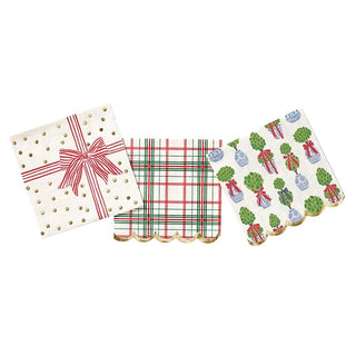 Cocktail Napkins - Red Striped Bow