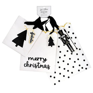 Gift Bag Set of 3 - Ivory & Black Polka Dots