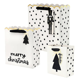 Gift Bag Set of 3 - Ivory & Black Polka Dots
