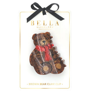 Bear Claw Clip - Brown Bear + Red Scarf