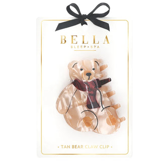 Bear Claw Clip - Tan Bear + Burgundy Scarf