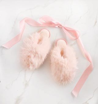 Snowball Plush Slippers - Blush