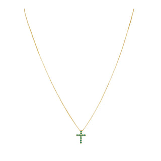 Raya CZ Cross Necklace - Emerald //Sahira