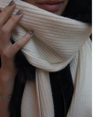 Archer Ace Ribbed Scarf - Ecru