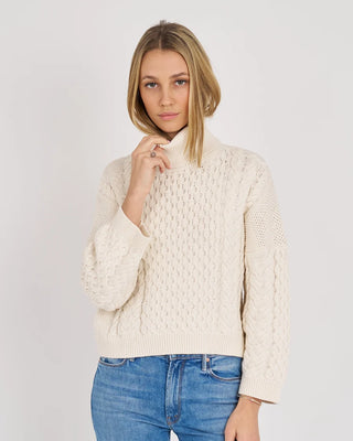 Callie Cotton Cable Turtleneck - Ecru // Archer