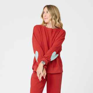 KR Ex-Boyfriend Patchwork Red Cotton Terry Sweatshirt - Washed Red // Kerri Rosenthal