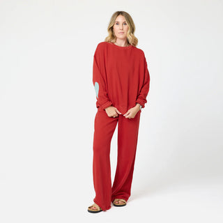 KR Ex-Boyfriend Patchwork Red Cotton Terry Sweatshirt - Washed Red // Kerri Rosenthal
