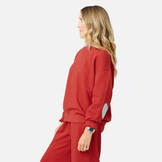KR Ex-Boyfriend Patchwork Red Cotton Terry Sweatshirt - Washed Red // Kerri Rosenthal