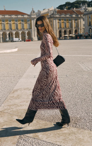 Sevilla Zebra Mesh Midi Dress - Velvet Rouge // Z Supply