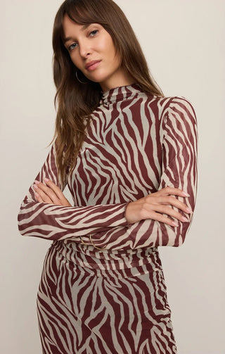 Sevilla Zebra Mesh Midi Dress - Velvet Rouge // Z Supply