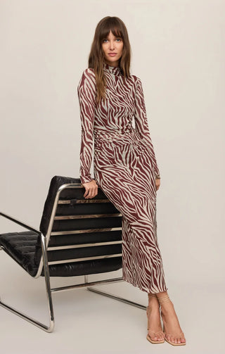Sevilla Zebra Mesh Midi Dress - Velvet Rouge // Z Supply