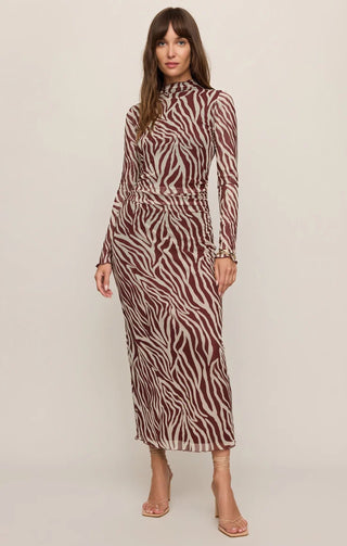 Sevilla Zebra Mesh Midi Dress - Velvet Rouge // Z Supply