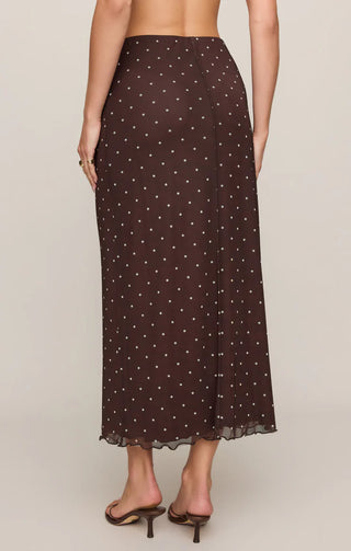 Eda Polka Dot Mesh Midi Skirt - Dark Chocolate // Z Supply