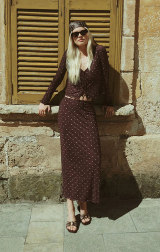 Eda Polka Dot Mesh Midi Skirt - Dark Chocolate // Z Supply