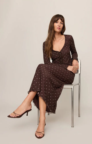 Eda Polka Dot Mesh Midi Skirt - Dark Chocolate // Z Supply