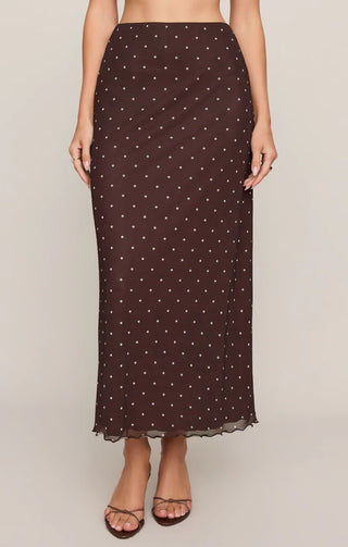 Eda Polka Dot Mesh Midi Skirt - Dark Chocolate // Z Supply