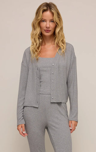 Z Supply Mara Rib Cardigan Classic Heather Grey