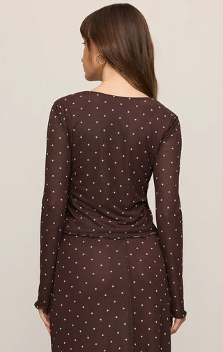 Amara Polka Dot Mesh Top - Dark Chocolate // Z Supply