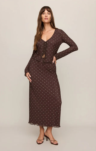 Amara Polka Dot Mesh Top - Dark Chocolate // Z Supply