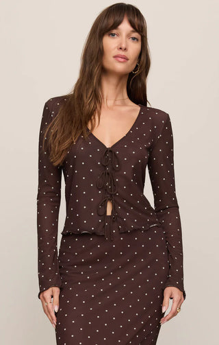 Amara Polka Dot Mesh Top - Dark Chocolate // Z Supply