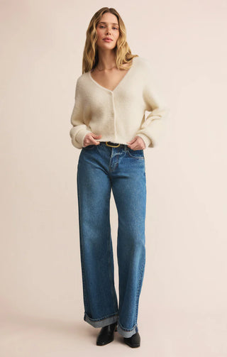 Sadira Fluffy Crop Cardigan - White / Z Supply