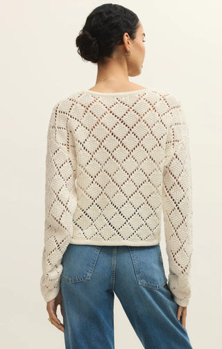 Hullen Diamond Crochet Sweater - Cloud // Z Supply