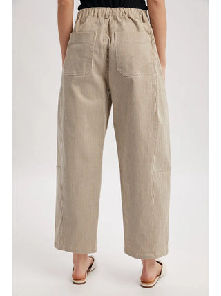 Luca Striped Cotton Pants - Espresso/Taupe